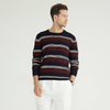 Stripe Stitching Round Neck Wool Knit Plus Size Men'S Sweaters