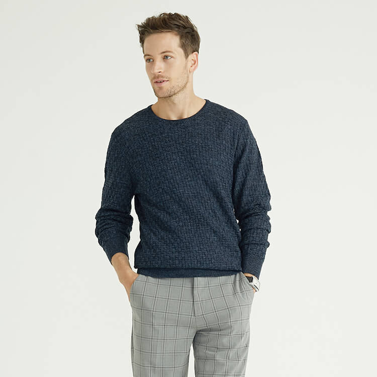 Round Neck Long Sleeved Knit Cashmere Knit Men'S Sweaters