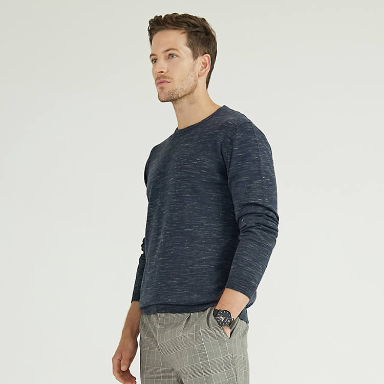 Knitted Fashion Clothes Plus Size Men's Sweaters Winter Crew Neck Knit Custom Pullover 