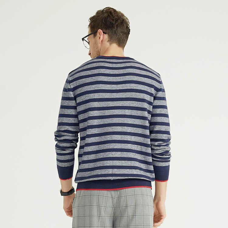 Classic Thin Stripe Design Wool Knit Plus Size Men'S Sweaters