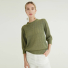  Latest Round Neck Crew Neck Long Sleeve Green Cable Jumper Knitted Pullover Women Sweaters