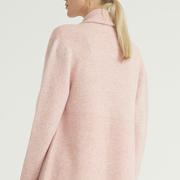 Latest Autumn Winter Merino Wool Knitted Pink Long Women Cashmere Cardigan