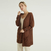 Acrylic Linen Brown Bold Silver Custom Knit Medium Length Breathable Knitted Cardigan