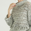 Half Turtleneck Fringed Minimalist Design Knitted Pullover Woman's Sweater