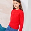 Round Neck Long Sleeve Classic Fish Scale Design Girls Pullover Sweater