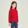 Lace Round Neck Knitting Long Sleeve Red Warm Girls Pullover Sweater