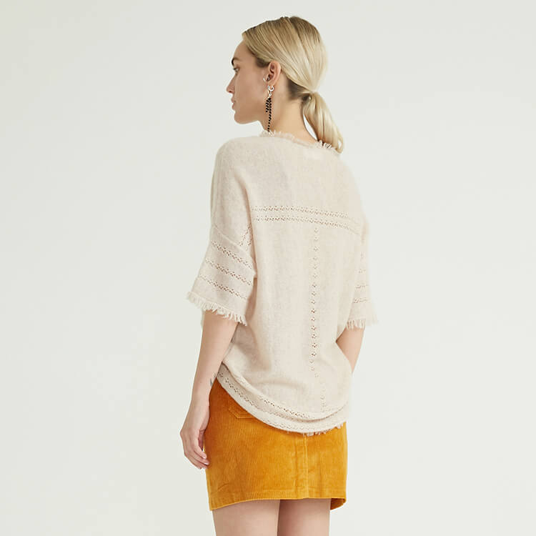 Simple knit camel temperament half sleeve oversized sweet women