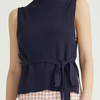 Sleeveless Black Advanced Waist Strap Design Tops Sexy Women Vest