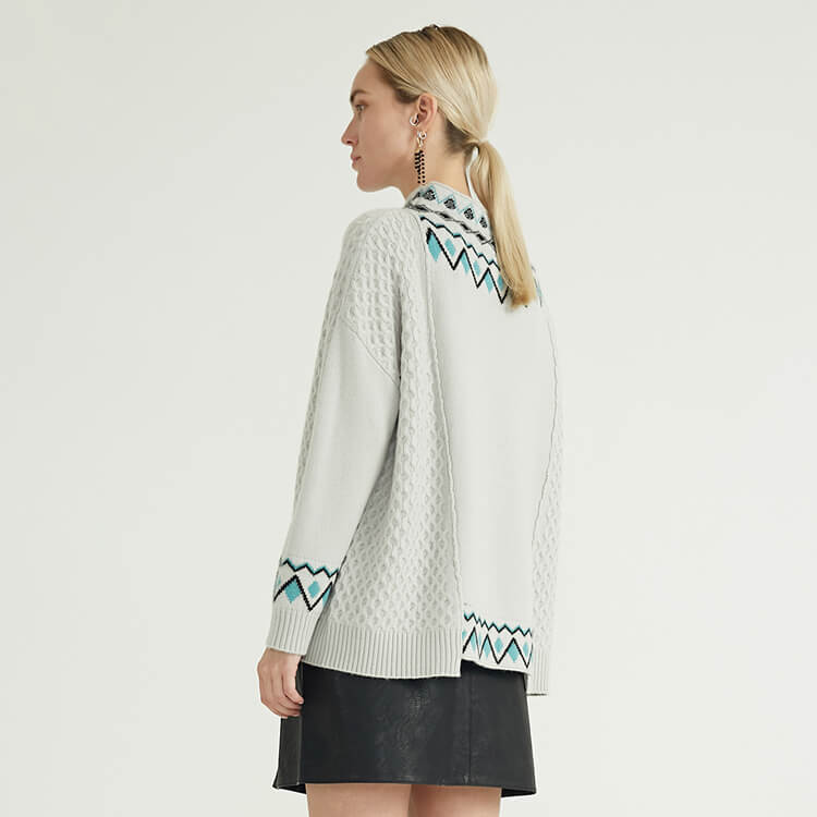 Classic Ethnic Style Medium Neck Long Sleeve Designer Wool Long Sleeve For Women Sweater