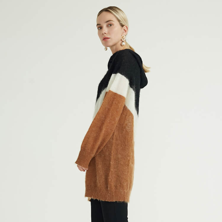 New Style Hooded Classic Knit Winter Woolen Sweater For Women
