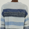 Cashmere Wool Blend Heavy Gauge Reverse Jersey Striped Knit Pullover Sweater