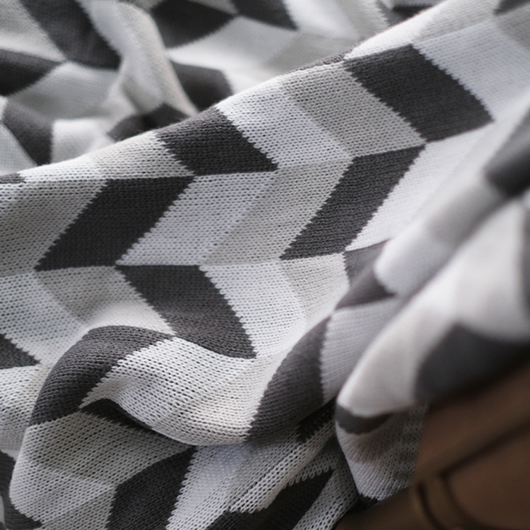 Personalized Modern Geometric Chunky Intarsia Knit Throw Blankets