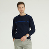 Custom Made Mens Wool Blend Navy Intarsia Round Neck Knitted Pullover Jumpers