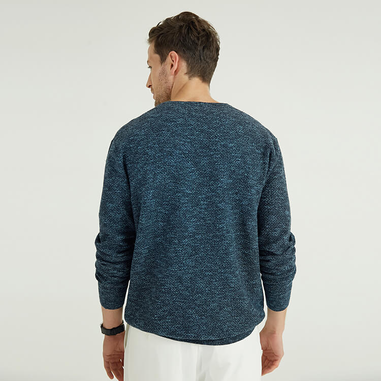 Custom Made Winter Mens Round Neck Acrylic Blend Melange Plain Knit Sweater