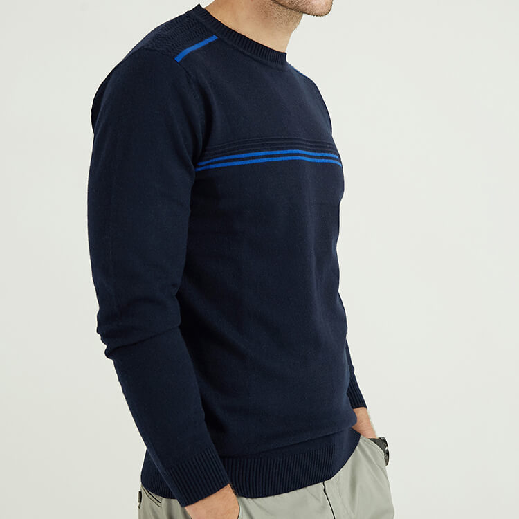 Simple Fashionable Designround Neck Knitted Intarsia Jacquard Men's Sweater