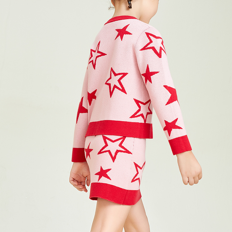 Girls Knitted Star Pattern Suit Short Skirt