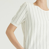 Spring And Summer White Half Sleeve Pinstripes Wool Sweater Pullover For Women