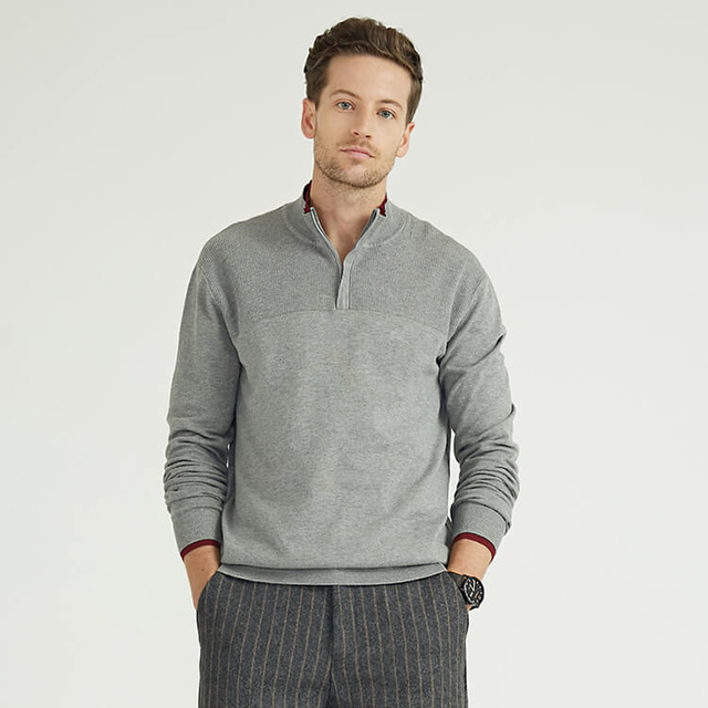 1/4 Zipper Classic Design Men's Pullover Sweater
