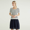 Spring Summer Stripe Design With Side Slit Hem Women's Knitted Sweaters Pullover