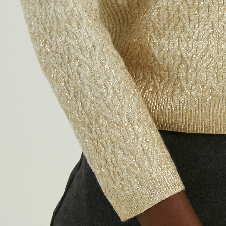 Winter Custom 100% Wool Hot-stamping Printed Cable Knit Pullover Sweater