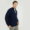 Custom Mens 100% Wool Full Zip Up Navy Blue Rib Knit Cardigan Jacket