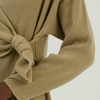 Custom Autumn Winter 100% Merino Wool Midi Wrap Knit Sweater Dress With Belt