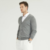 Custom Mens Classic Gray 100 Pure Merino Wool Cardigan Sweater With Button