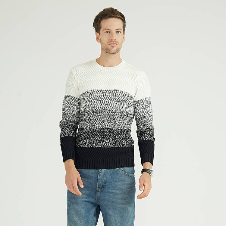 Custom Mens crew neck long sleeves allover racking progressive change color block pullover