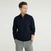 Custom Men's 100% Cotton Long Sleeve Quarter Zip Knit Pullover Sweaters
