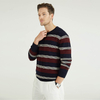 Stripe Stitching Round Neck Wool Knit Plus Size Men'S Sweaters
