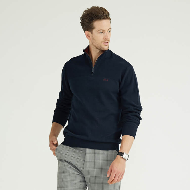 Zipper Design Long Sleeve Classic Style Knit Cashmere Men'S Sweaters