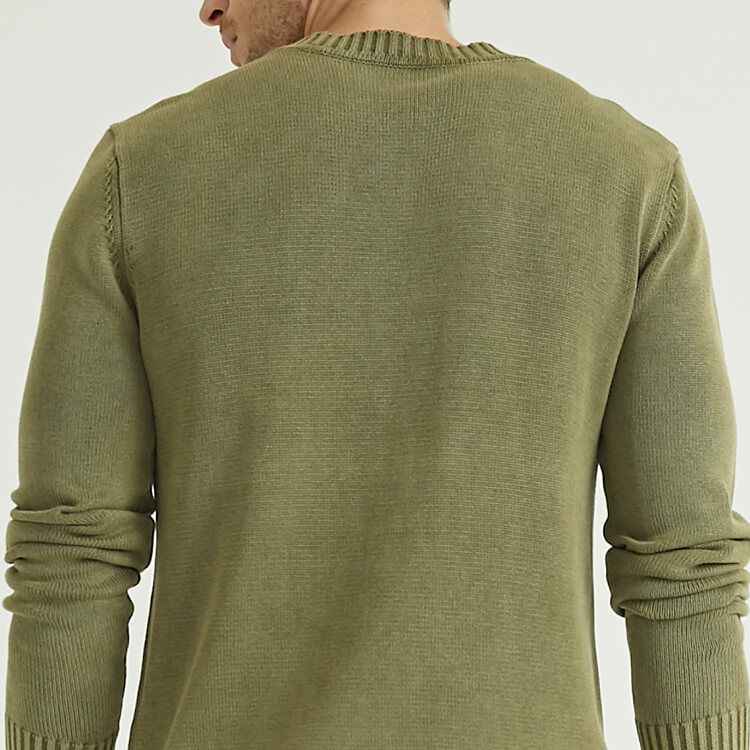 Green Button Knitted Long Sleeves Cashmere Sweater For Men