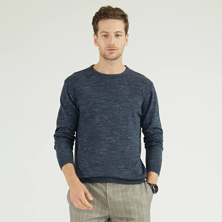 Round Neck Clip Pattern Men's Knitted Pullovers Sweaters