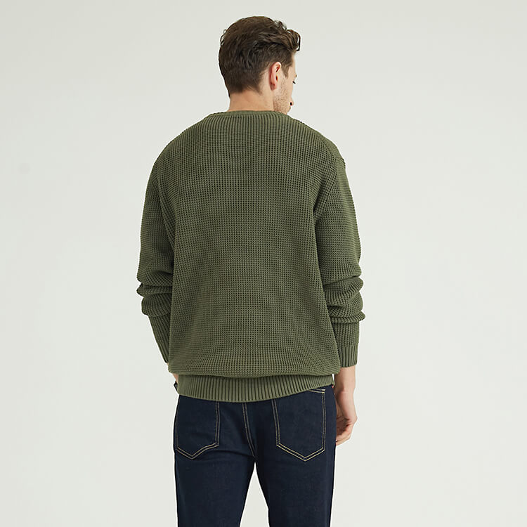 Green Long Sleeved Classic Design Knitted Cardigan Sweater For Men