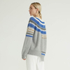 Vintage Embroidered Knitted Color block Knitted Women Sweater Pullover
