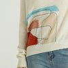 V-neck Solid Color Knitted Print Simple Winter Women Sweater Pullover