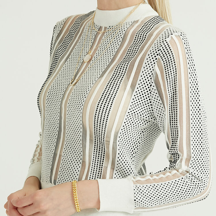 Back Button Decorative Yarn Stitching Women's Pullover Women Wool Sweater