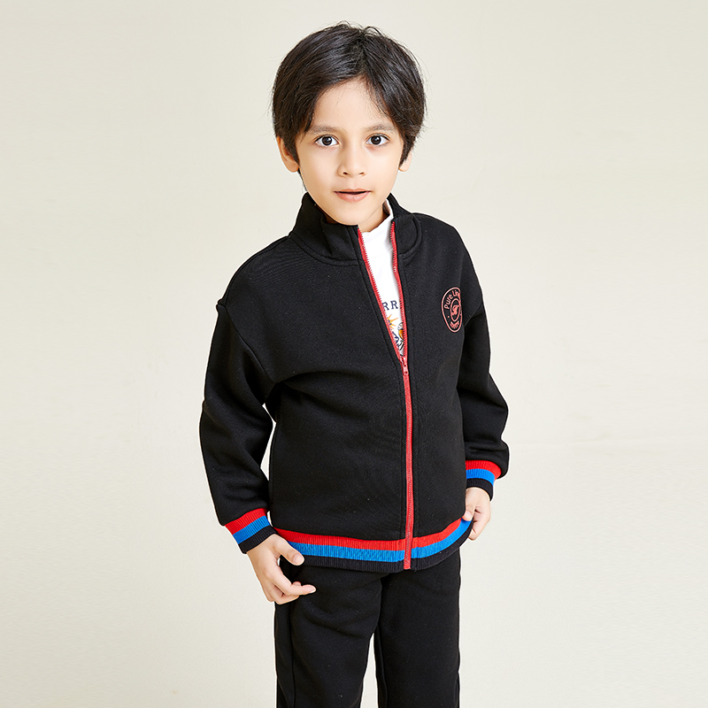 Zip Cuff Hem Panel Design Boys Knit Cardigan