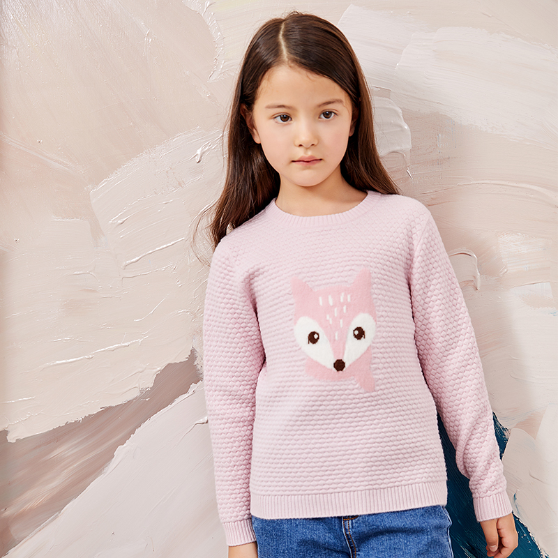 Pink Cute Quiet Squirrel Decorative Girl Pullover Sweater