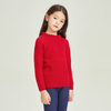 Lace Round Neck Knitting Long Sleeve Red Warm Girls Pullover Sweater