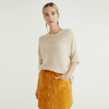 Simple knit camel temperament half sleeve oversized sweet women