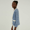 Custom 100% Cotton Button Up Cropped Tweed Knitted Cardigan jacket For Women