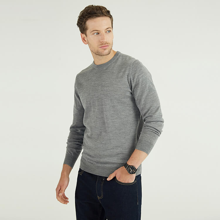 Classic men's round neck long sleeve knitting pullover sweater