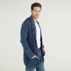 Custom Winter Chunky Mens Cable Knit Distressed Long Cardigan Coat