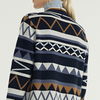 Autumn Winter Merino Wool Cashmere Lady's Cardigan Knitted Coat With Striped Design