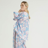 Flowers Light Blue Plus Size Summer 2022 Women Clothing Two Piece Set