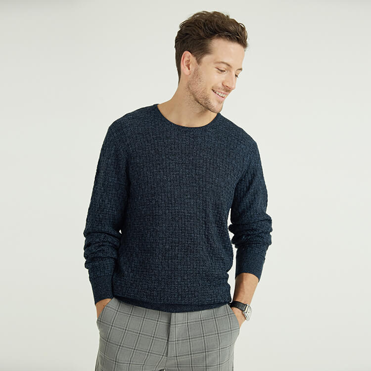 Round Neck Long Sleeved Knit Cashmere Knit Men'S Sweaters
