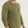 Green Button Knitted Long Sleeves Cashmere Sweater For Men