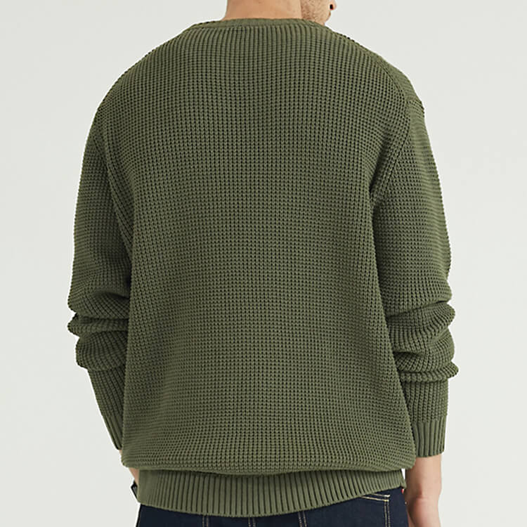 Green Long Sleeved Classic Design Knitted Cardigan Sweater For Men