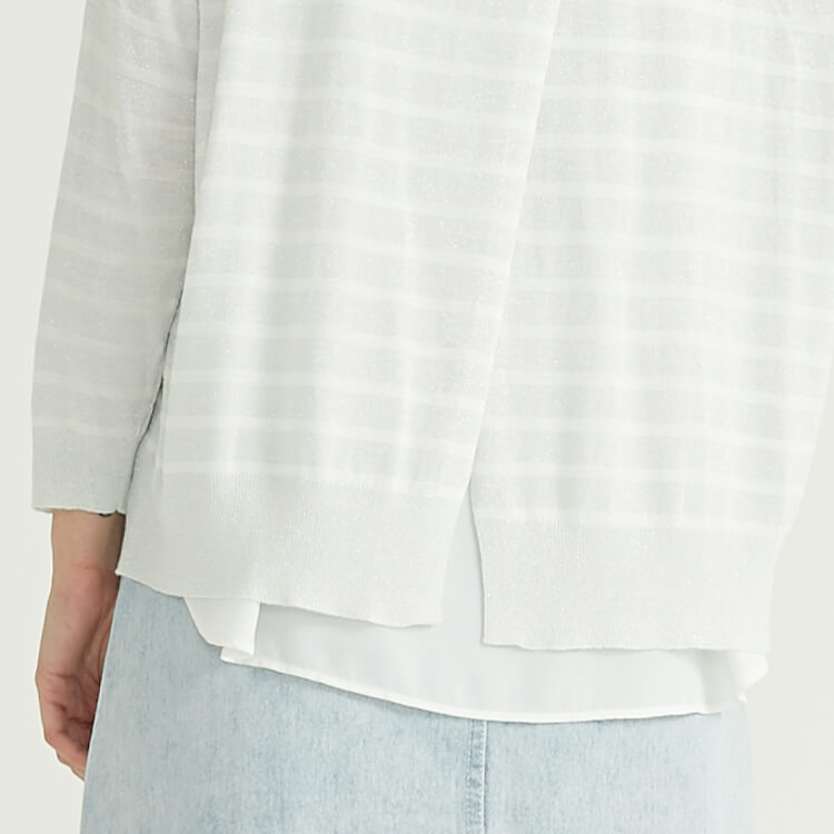 Horizontal Stripes Light Color Knit Knitted Women Pullover Sweater